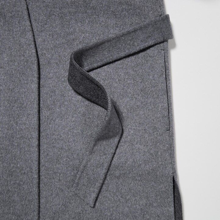 Navy Uniqlo Wool Blend Wrap Coat | AKXPY-6980