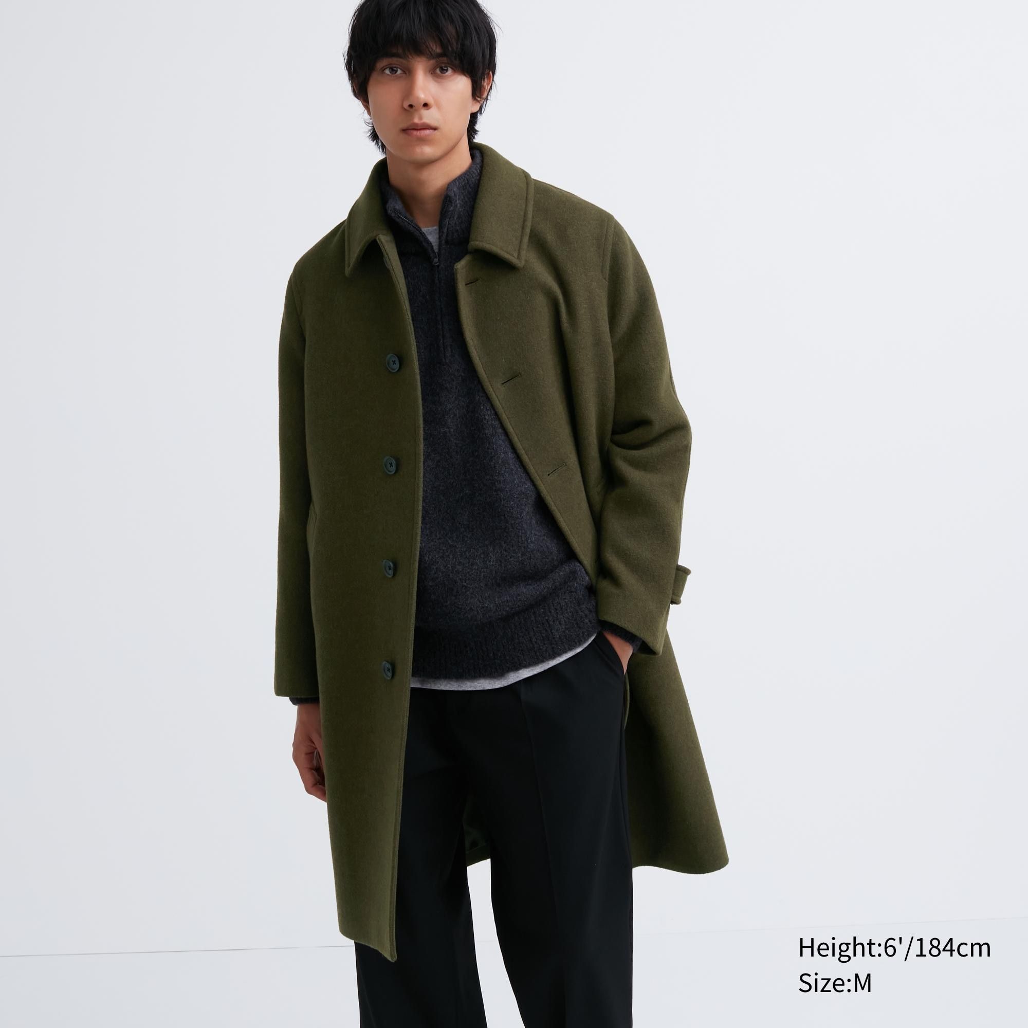 Olive Uniqlo Balmacaan Coat | RKQAN-1283