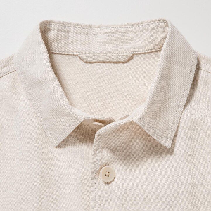 Olive Uniqlo Cotton Linen Overshirt | EHJTZ-7940