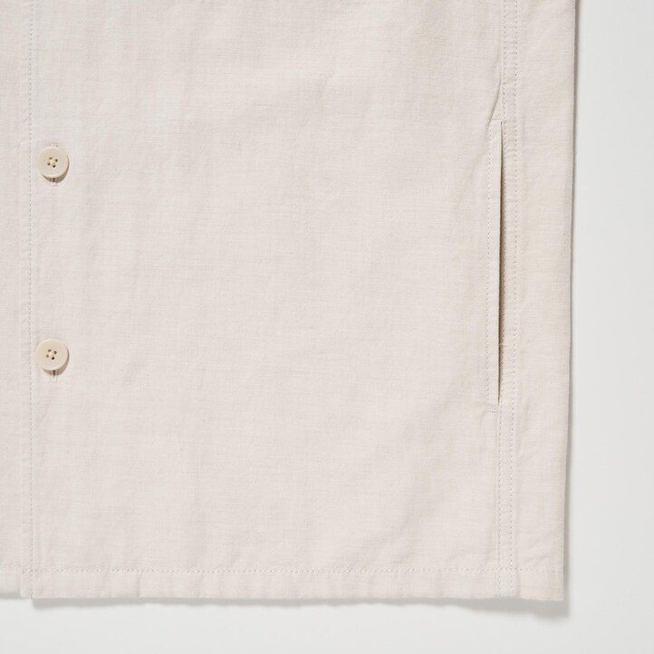 Olive Uniqlo Cotton Linen Overshirt | EHJTZ-7940