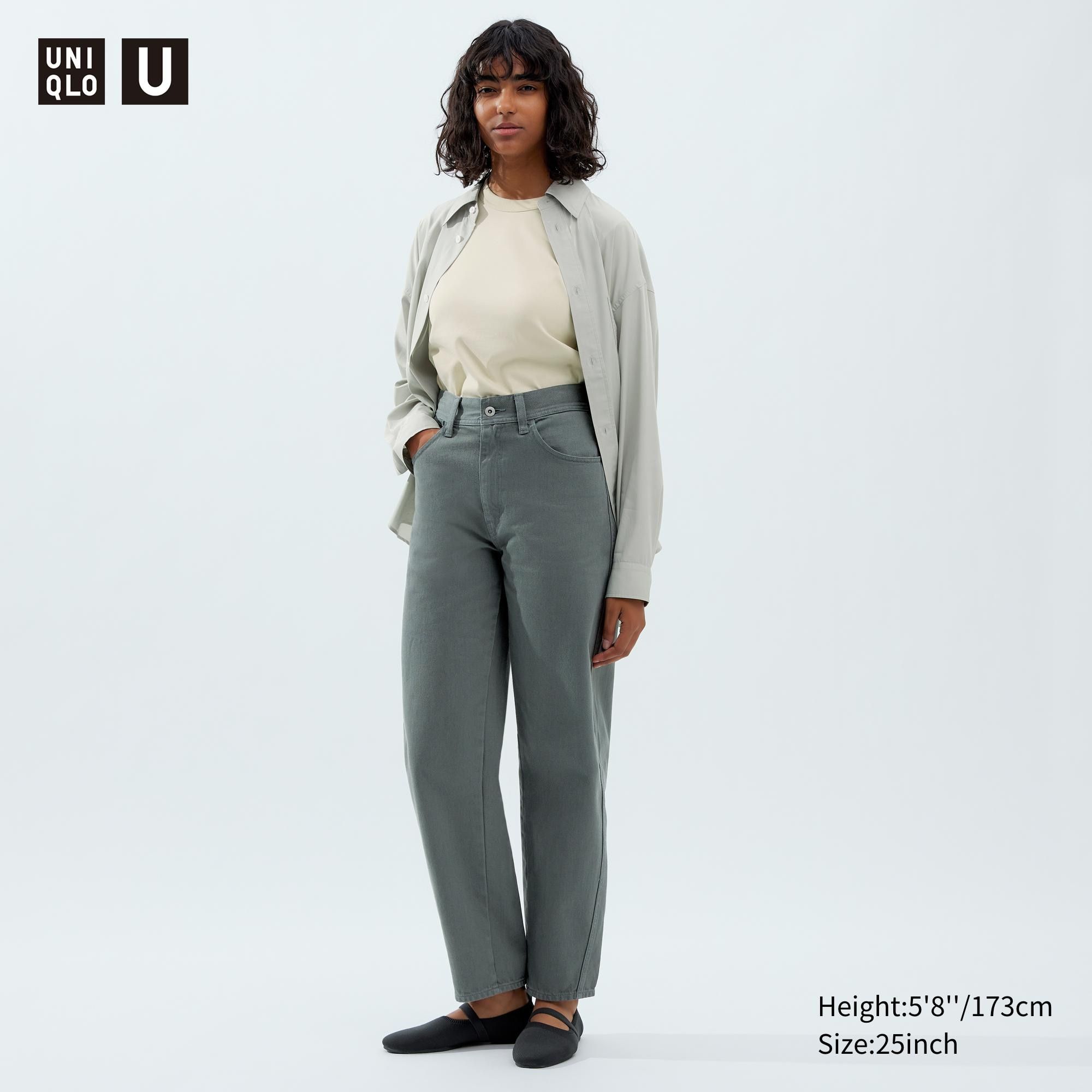 Olive Uniqlo Curved Jeans | BRZKT-7836