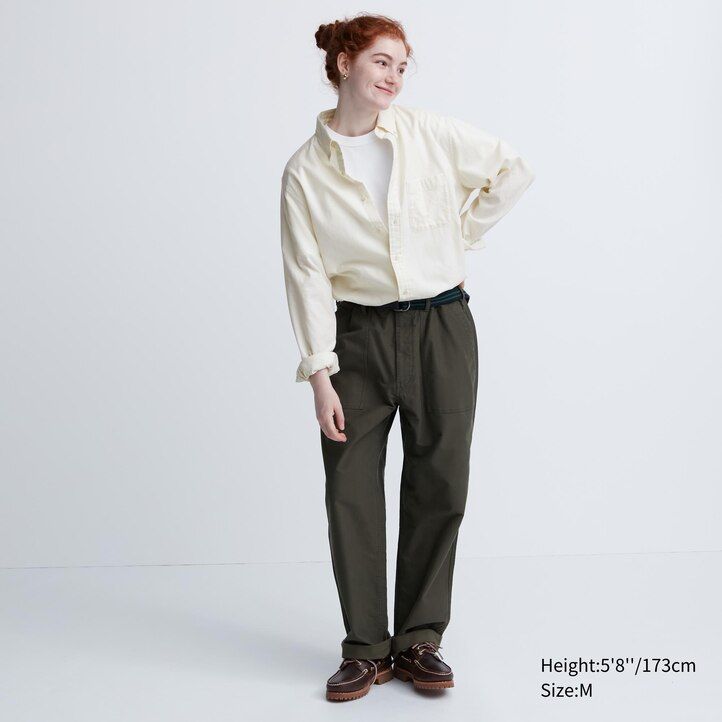 Olive Uniqlo Flannel Regular FiT-Shirt | KOMGV-8097