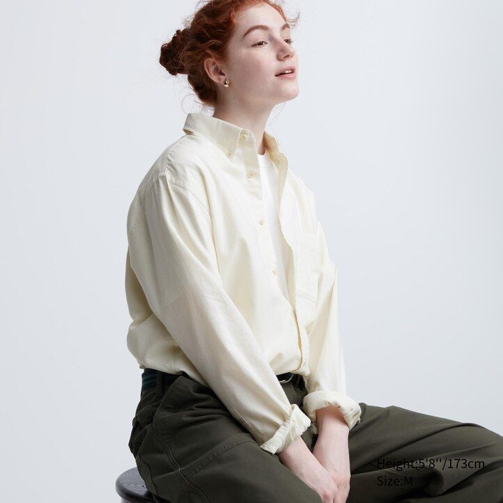 Olive Uniqlo Flannel Regular FiT-Shirt | KOMGV-8097
