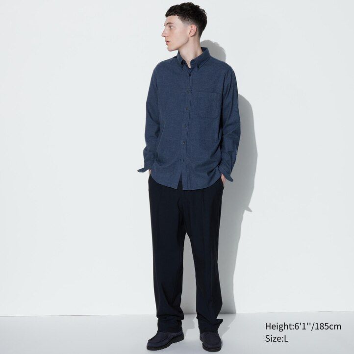 Olive Uniqlo Flannel Regular FiT-Shirt | KOMGV-8097