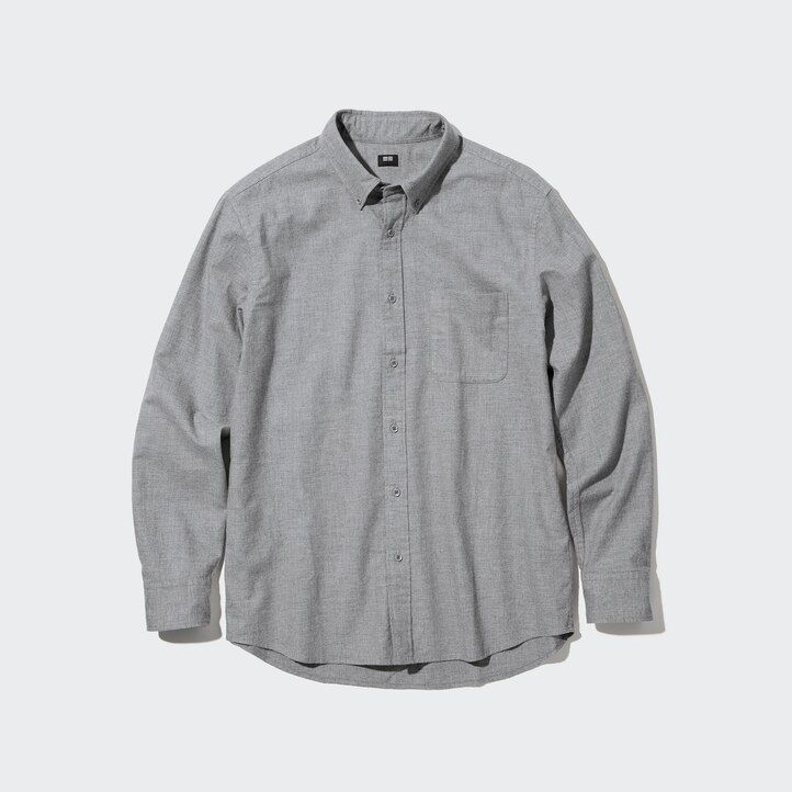 Olive Uniqlo Flannel Regular FiT-Shirt | KOMGV-8097