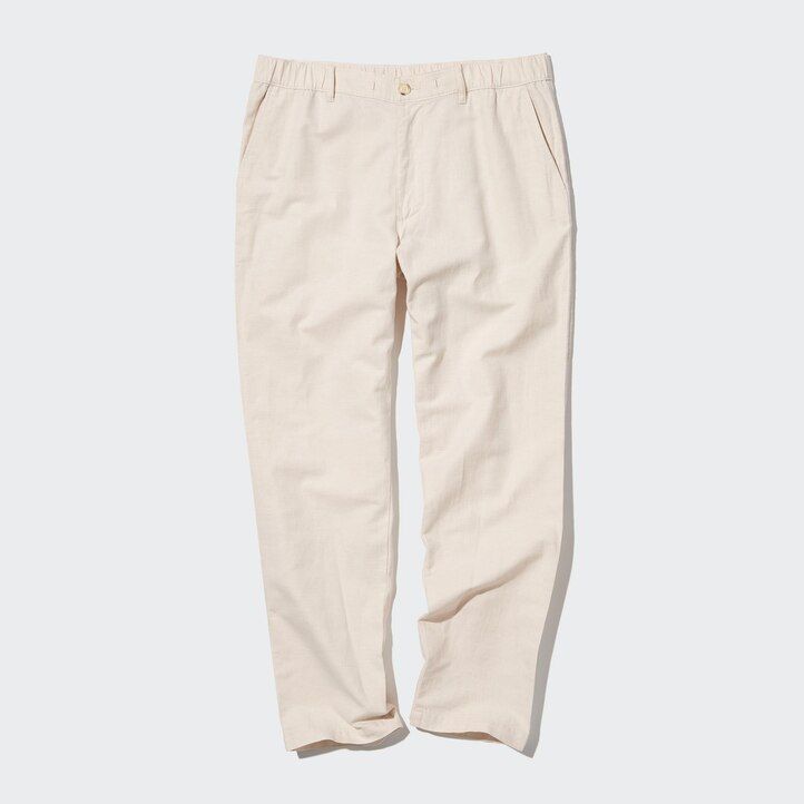 Olive Uniqlo Linen Blend Relaxed Fit Trousers | WMNKF-8546