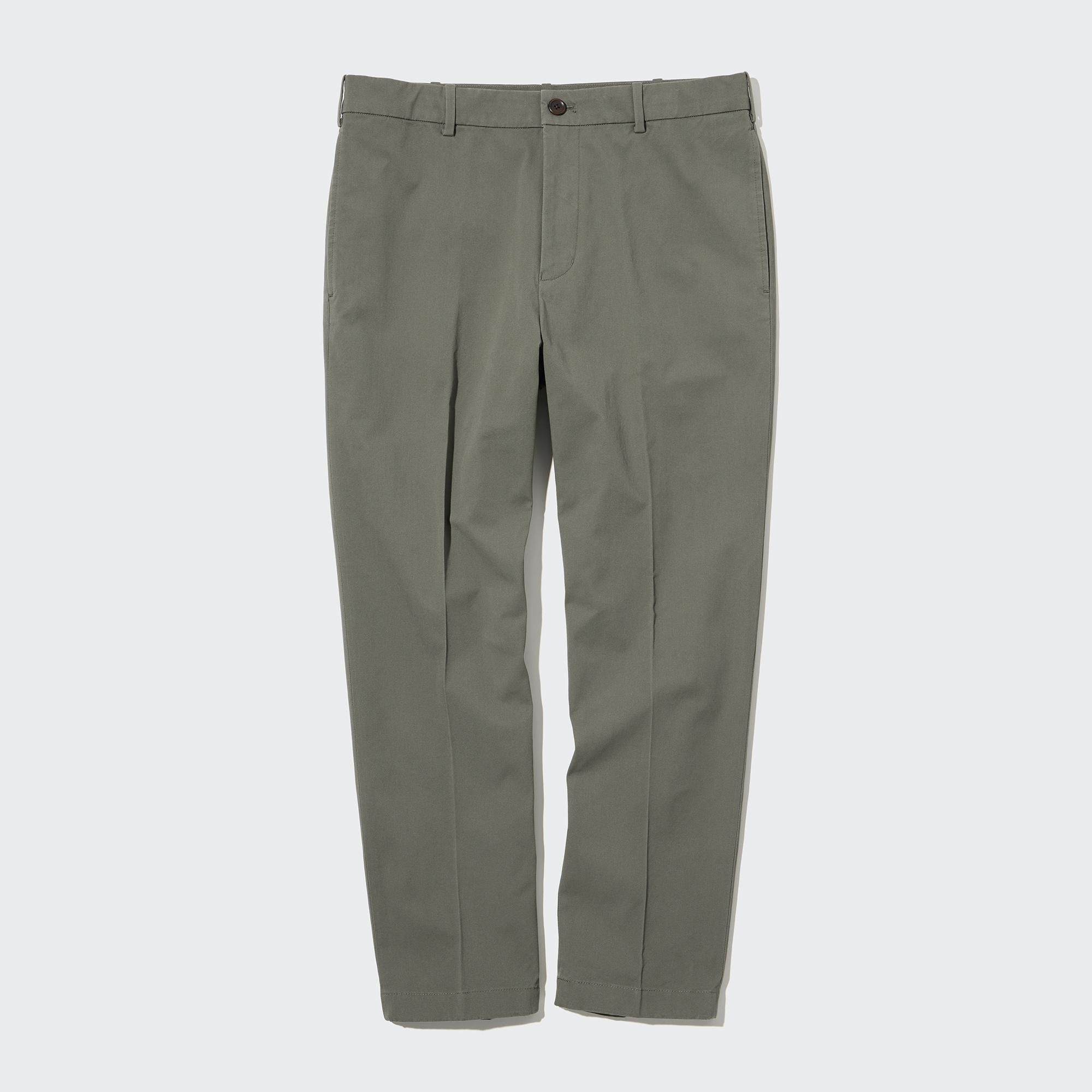 Olive Uniqlo Smart Cotton Ankle Length Trousers | RWEBT-0387