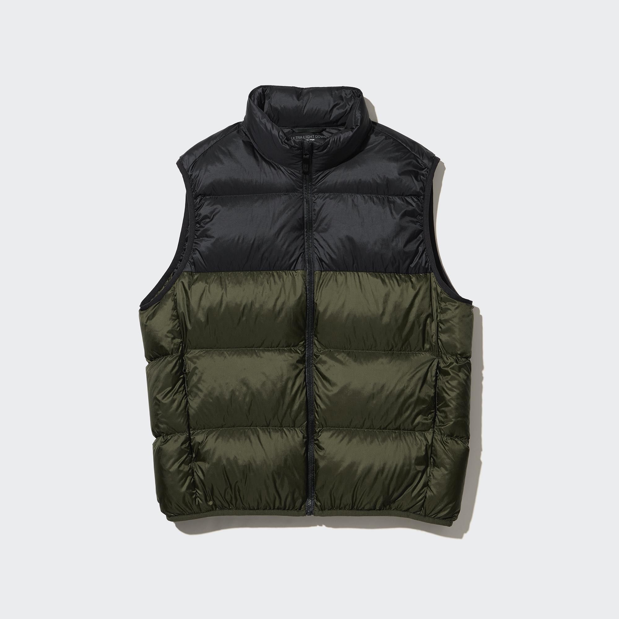 Olive Uniqlo Ultra Light Down Colour Block Vest | VTKNP-1207