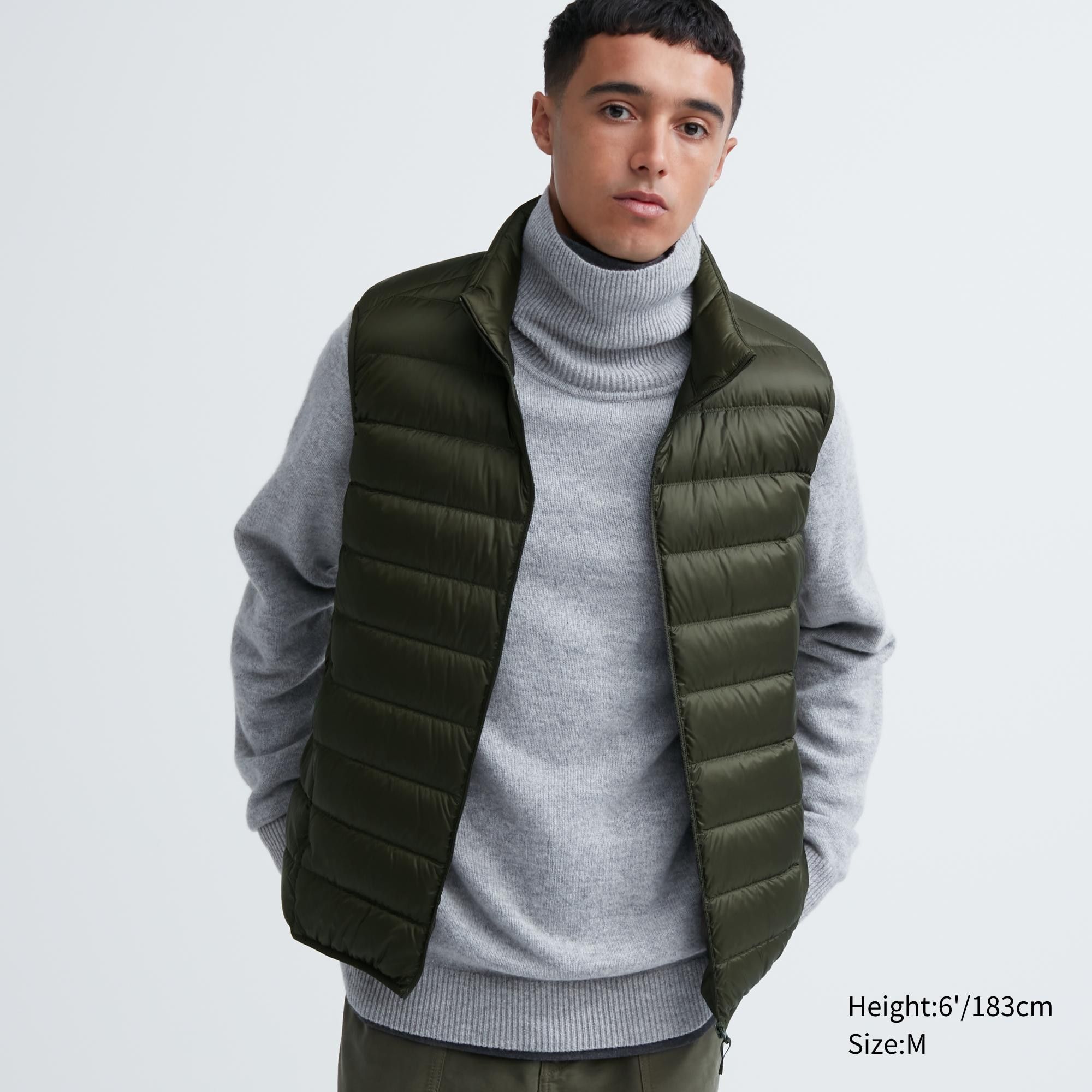 Olive Uniqlo Ultra Light Down Quilted Vest | MBGFO-4781