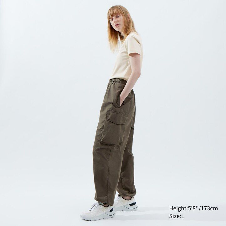 Olive Uniqlo Wide Fit Parachute Cargo Trousers | QVJRC-6978