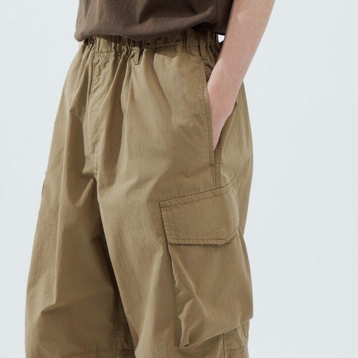 Olive Uniqlo Wide Fit Parachute Cargo Trousers | QVJRC-6978