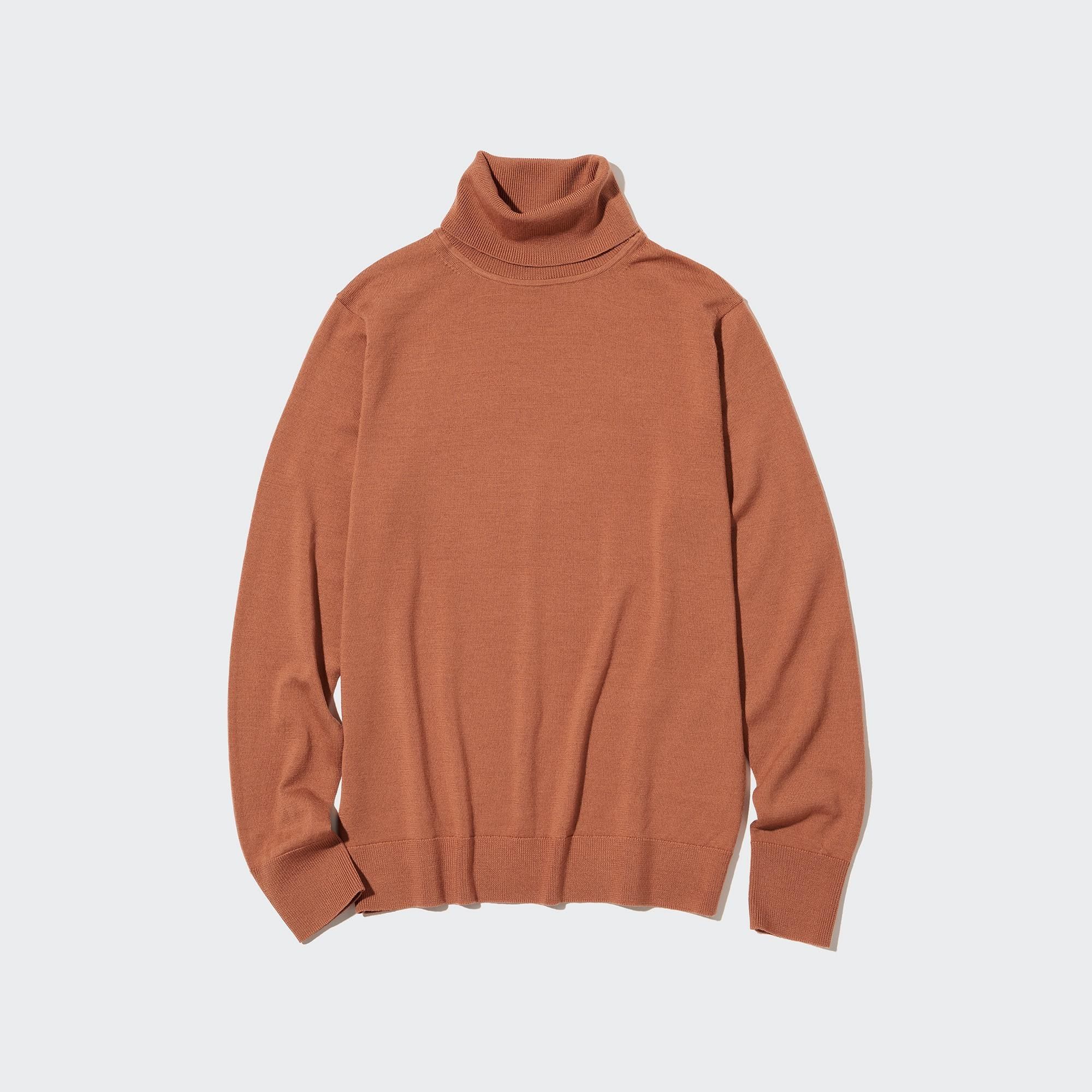 Orange Uniqlo 100pct Extra Fine Merino Turtleneck Jumper | INLSF-6901
