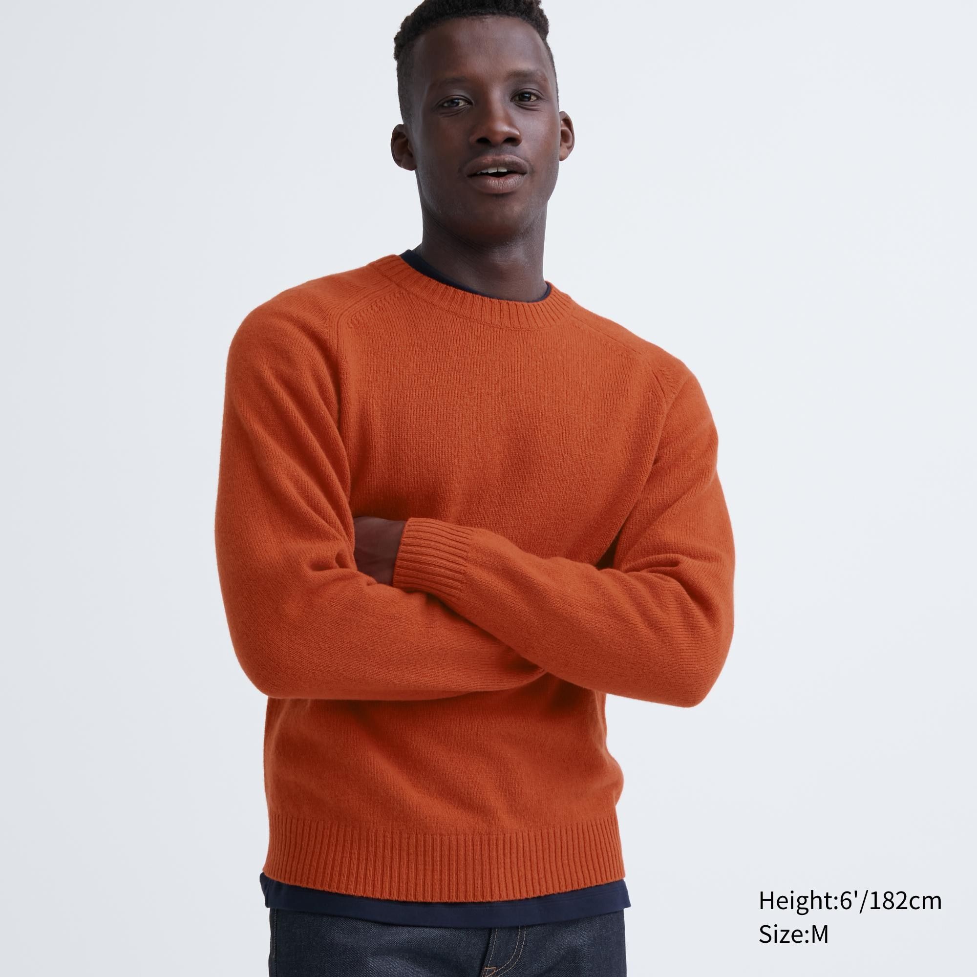 Orange Uniqlo Premium Lambswool Crew Neck Jumper | XYPIE-5692