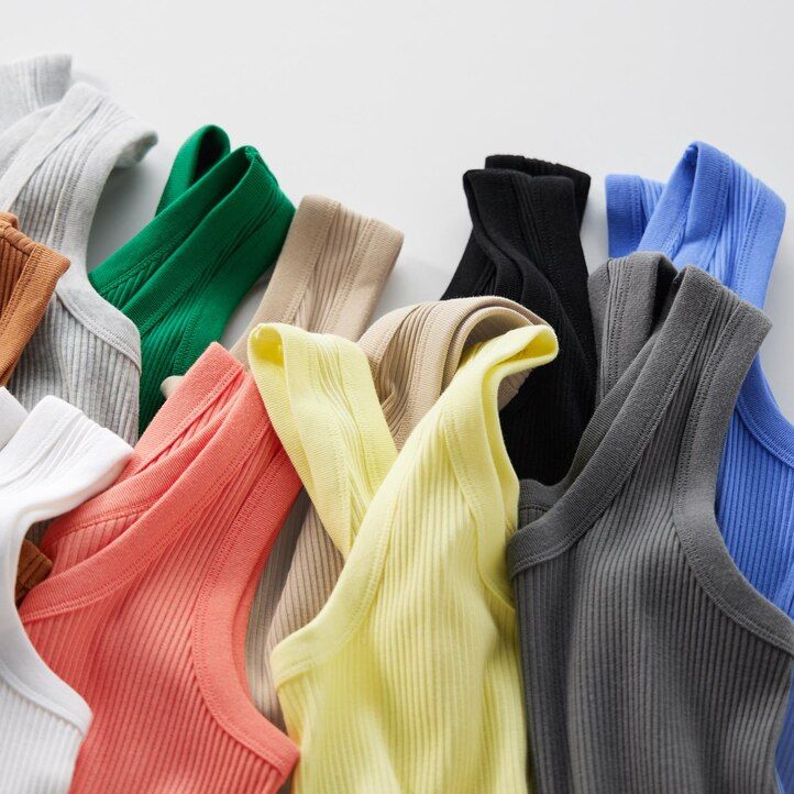 Orange Uniqlo Ribbed Tank Top | JHFRX-1658