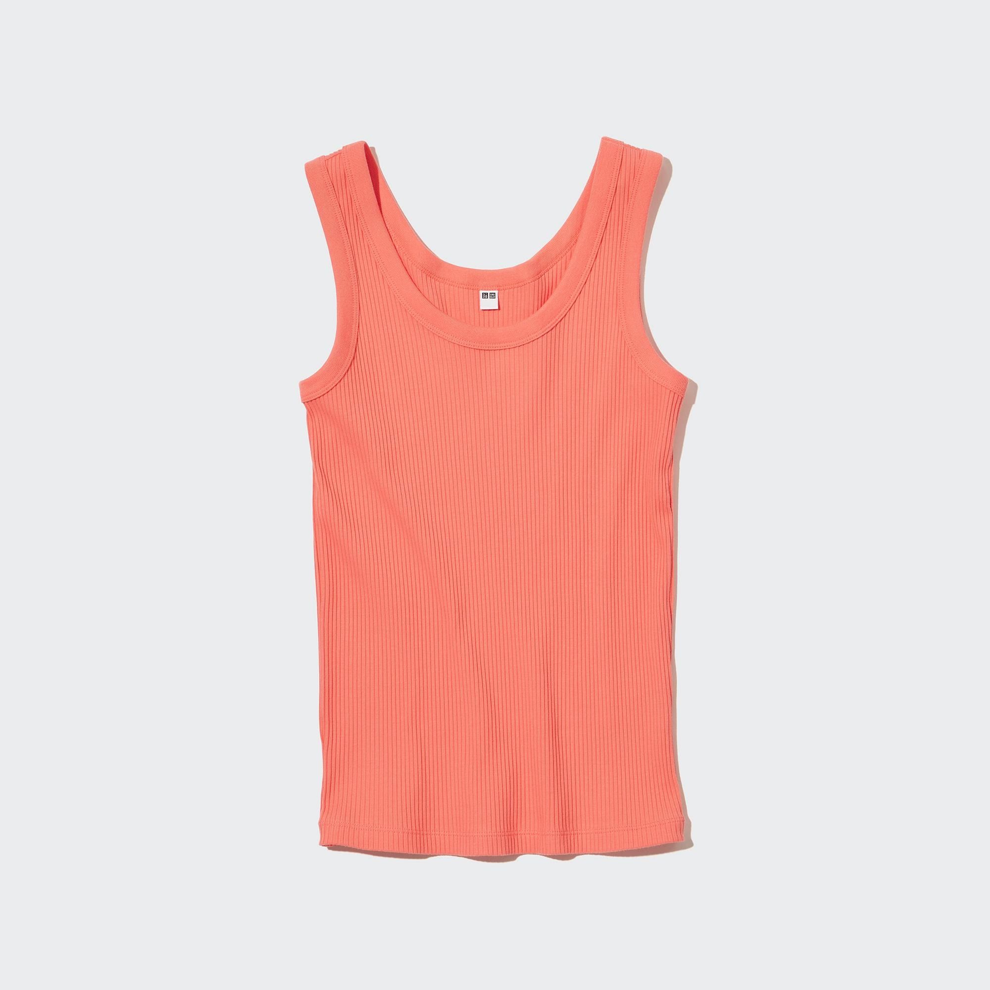Orange Uniqlo Ribbed Tank Top | JHFRX-1658