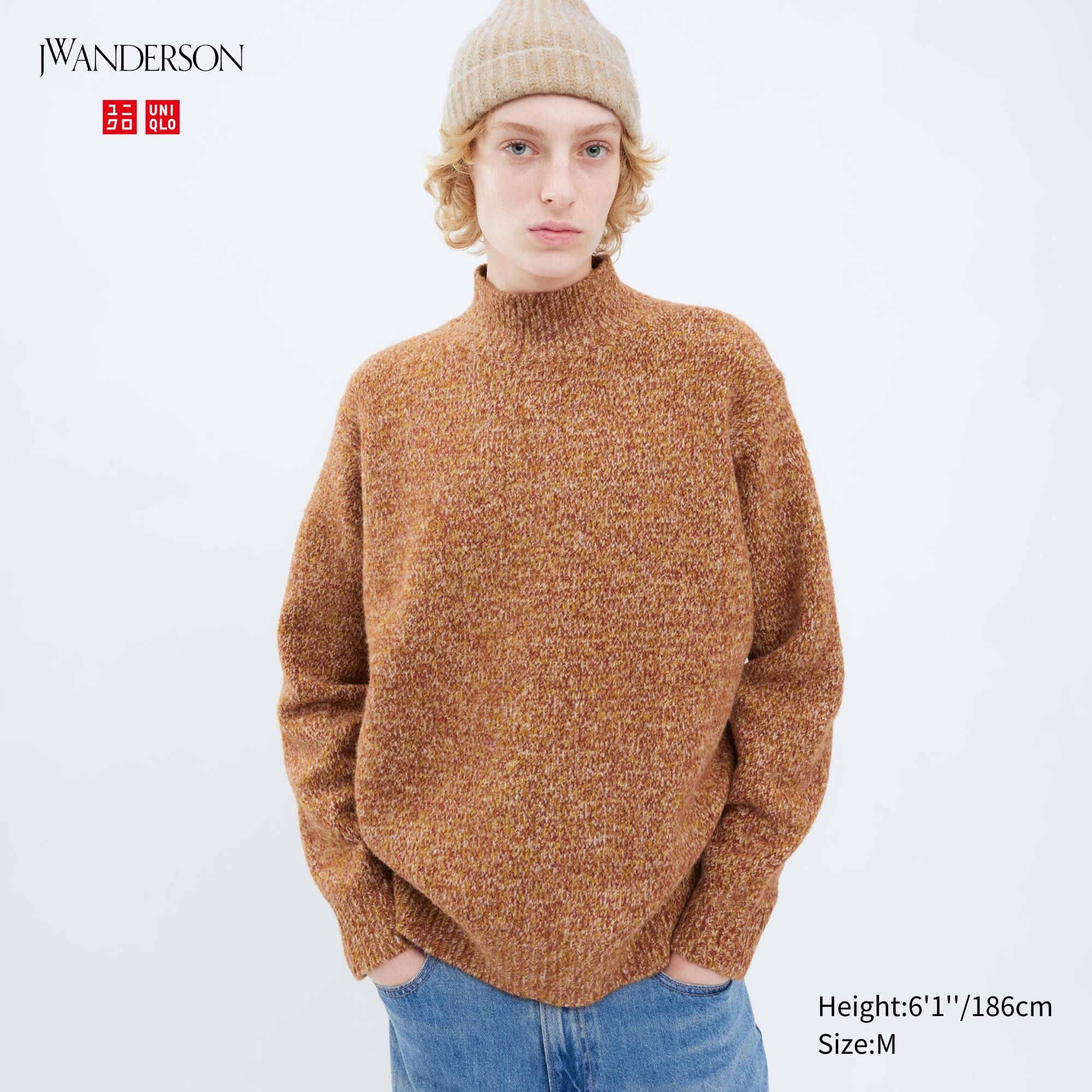 Orange Uniqlo Souffle Yarn Mock Neck Jumper | WOCZI-8601
