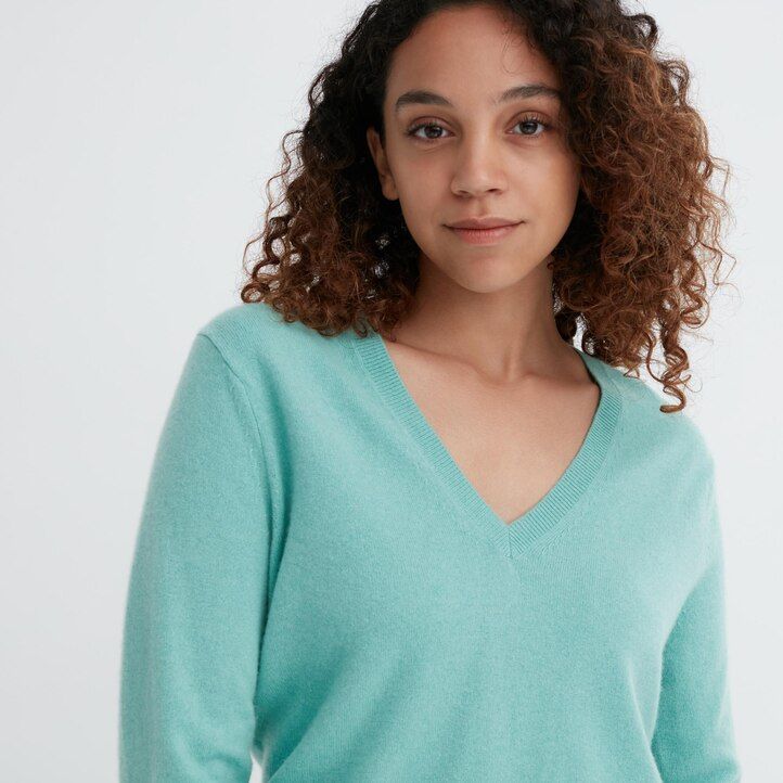 Pink Uniqlo 100pct Cashmere V Neck Jumper | VYZIF-7019