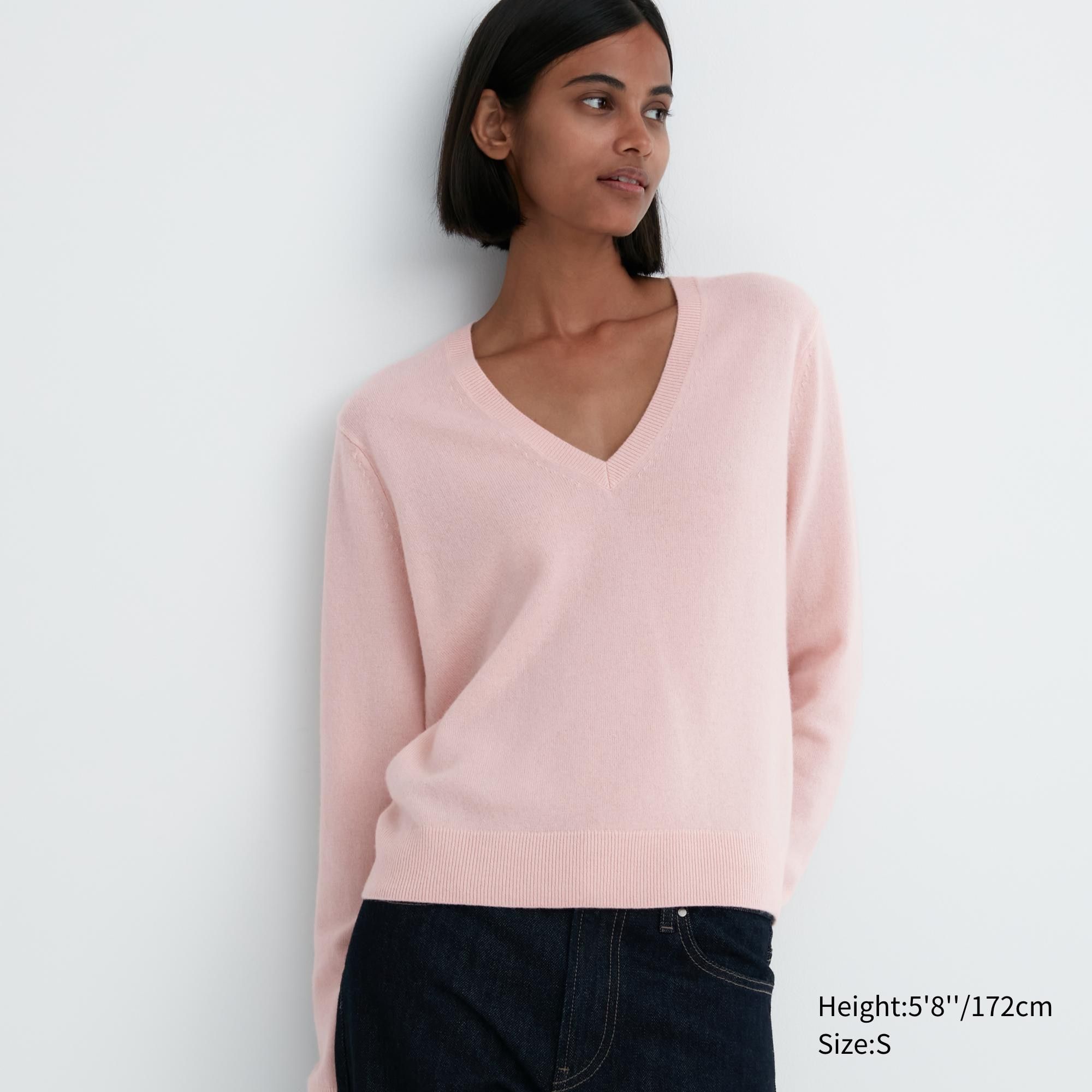 Pink Uniqlo 100pct Cashmere V Neck Jumper | VYZIF-7019