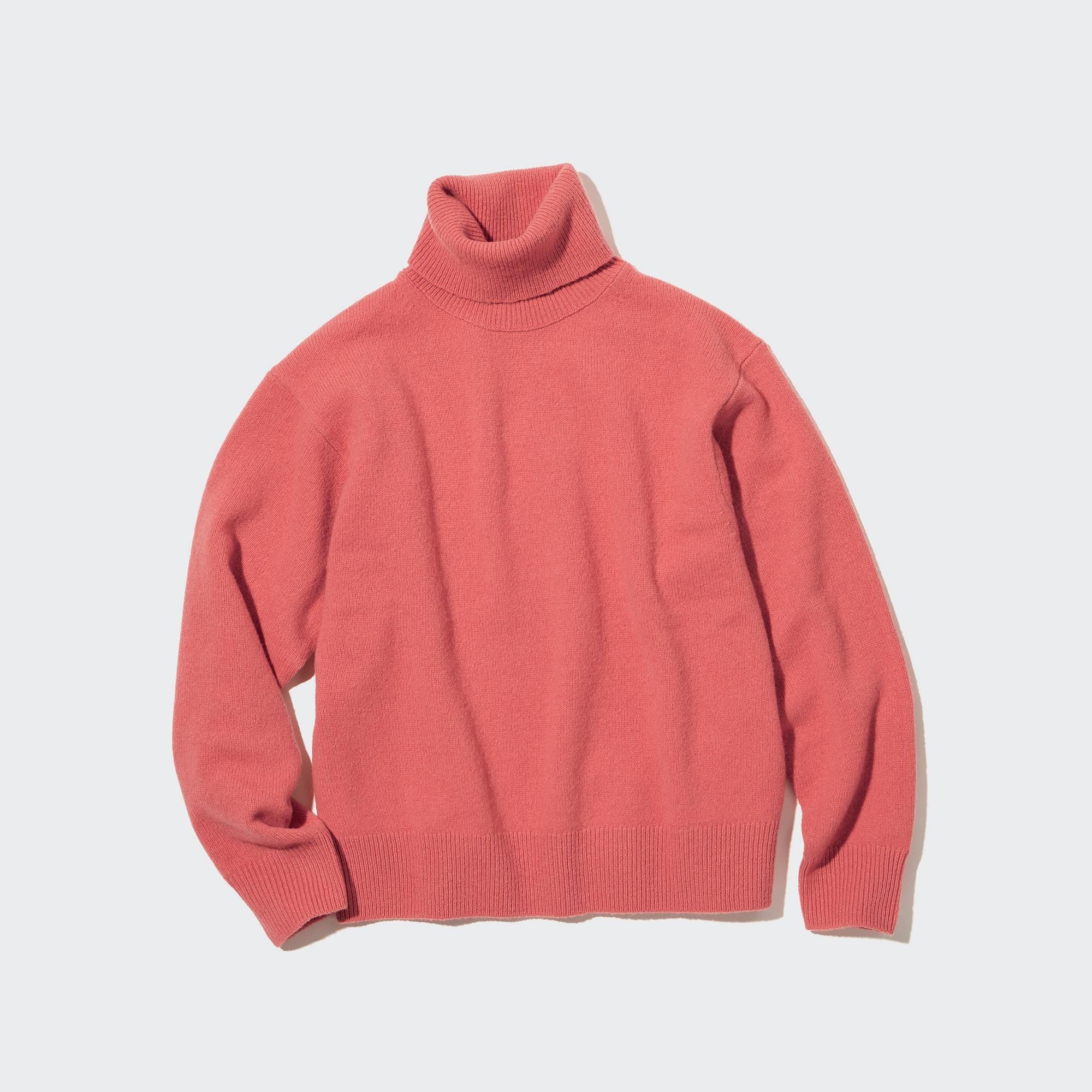 Pink Uniqlo 100pct Lambswool Turtleneck Jumper | EAKPV-4317