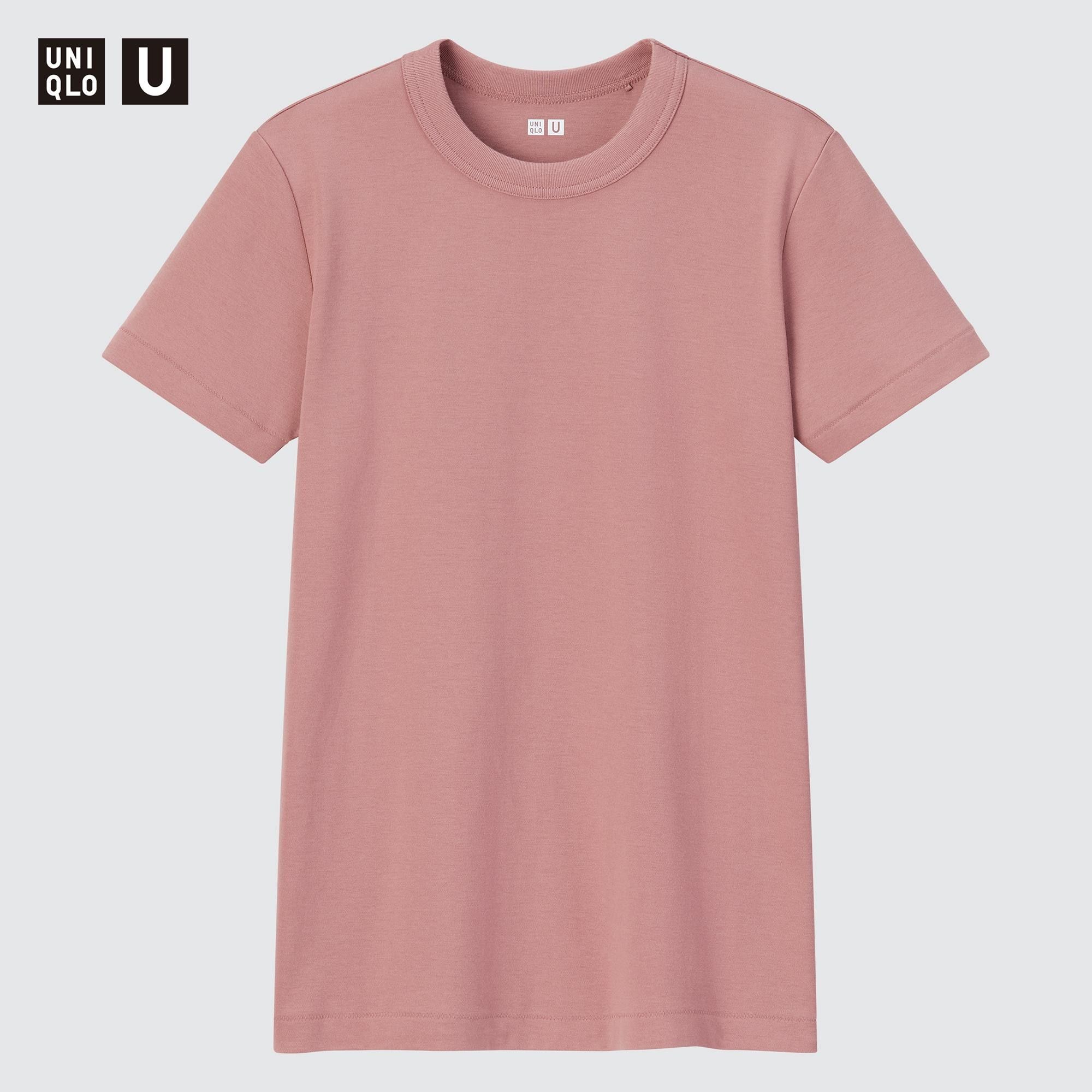 Pink Uniqlo Crew Neck Short Sleeved T-Shirt | WVCND-9853
