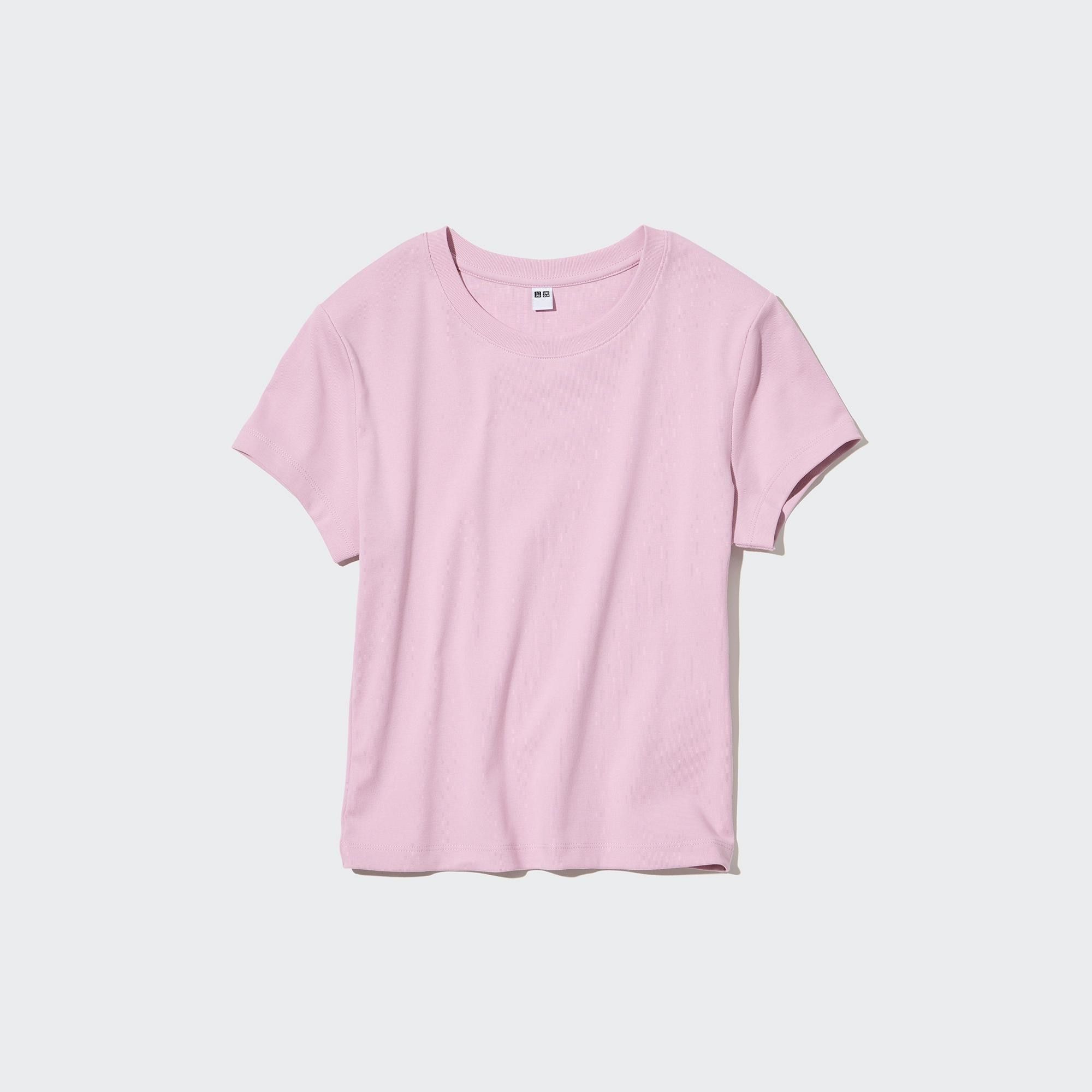 Pink Uniqlo Cropped Fit Short Sleeved T-Shirt | WIJPL-7592