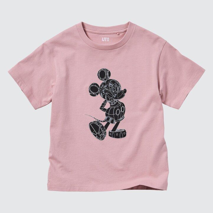 Pink Uniqlo Mickey Stands Ut Graphic T-Shirt | CARYE-3296