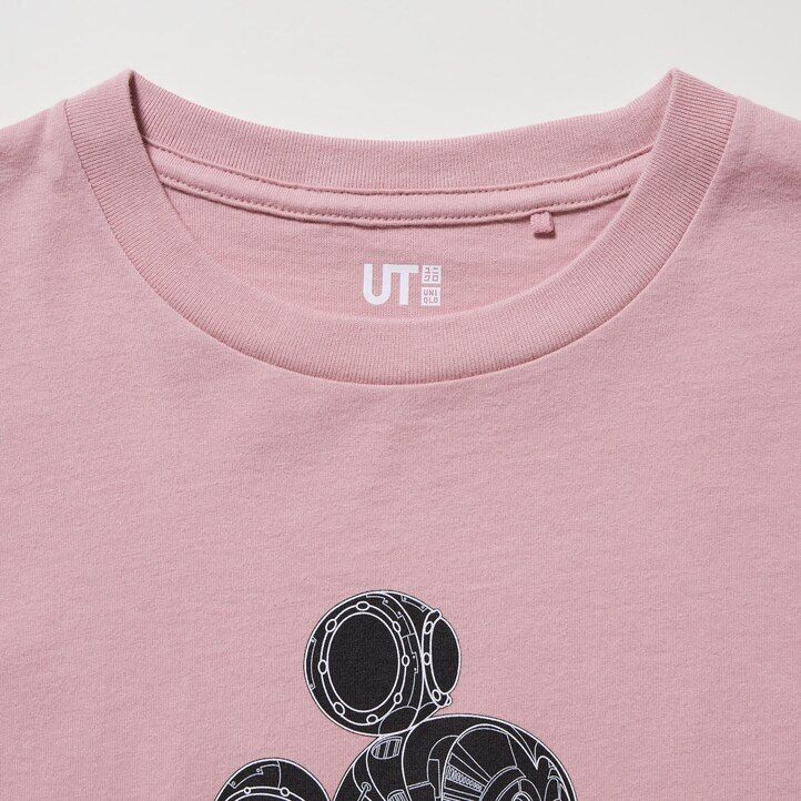 Pink Uniqlo Mickey Stands Ut Graphic T-Shirt | CARYE-3296