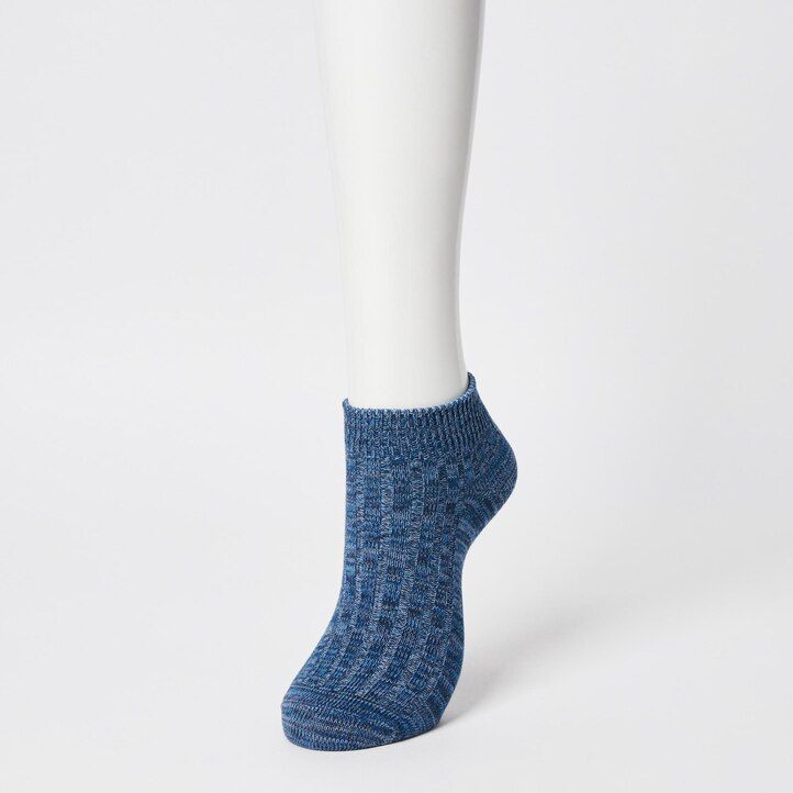 Pink Uniqlo Mixed Yarn Ribbed Short Socks Three Pairs | RJUWY-4791