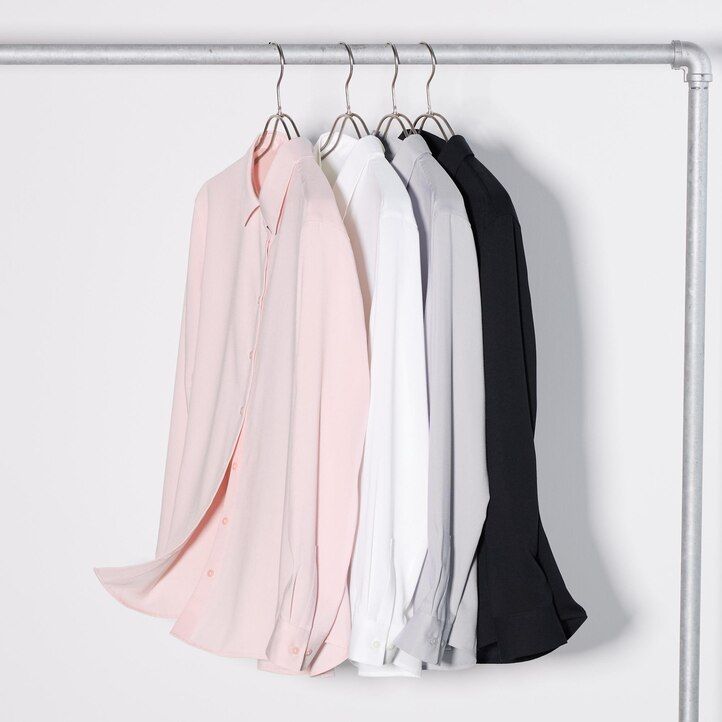 Pink Uniqlo Rayon Long Sleeved Blouse | PHCAJ-6742