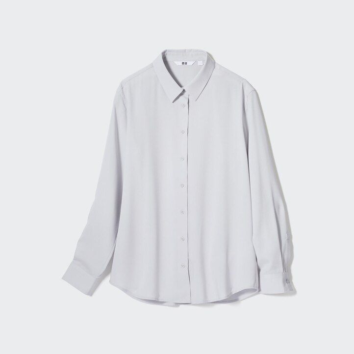 Pink Uniqlo Rayon Long Sleeved Blouse | PHCAJ-6742