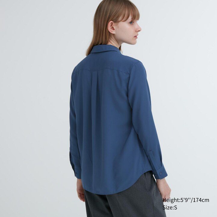 Pink Uniqlo Rayon Long Sleeved Blouse | RTHAX-6214