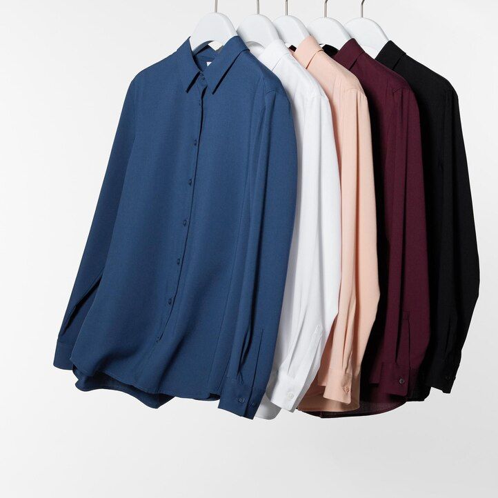Pink Uniqlo Rayon Long Sleeved Blouse | RTHAX-6214