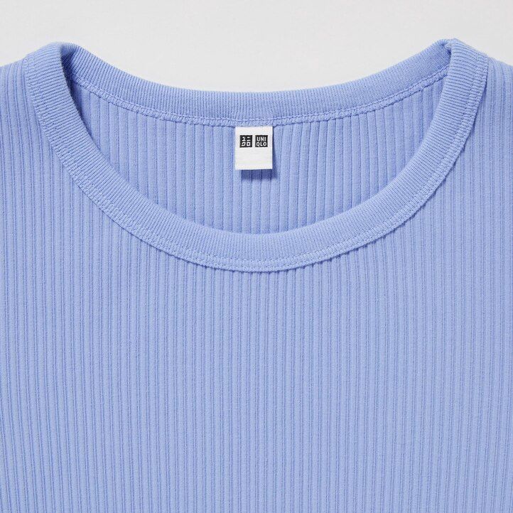 Pink Uniqlo Ribbed Cropped Crew Neck T-Shirt | TREFC-4873