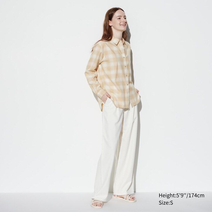 Pink Uniqlo Soft Brushed Checked Long Sleeved Shirt | XBTVA-0451
