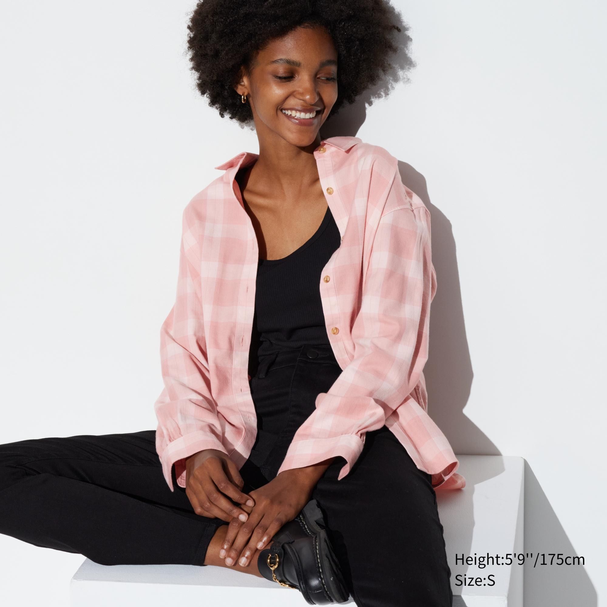 Pink Uniqlo Soft Brushed Checked Long Sleeved Shirt | XBTVA-0451