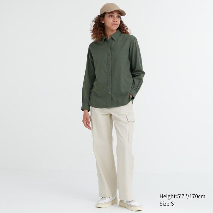 Pink Uniqlo Soft Brushed Long Sleeved Shirt | HQBJV-6741