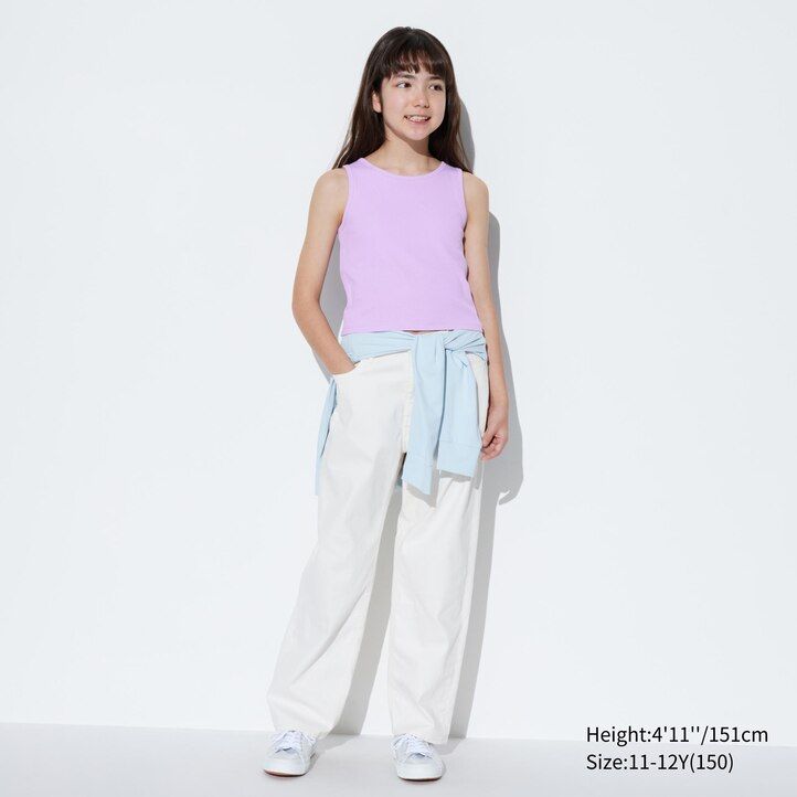Purple Uniqlo Girls Airism Cotton Ribbed Sleeveless Bra Top | UQRCI-9128