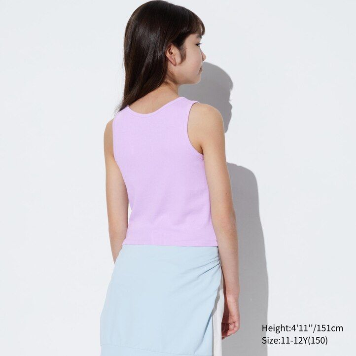 Purple Uniqlo Girls Airism Cotton Ribbed Sleeveless Bra Top | UQRCI-9128