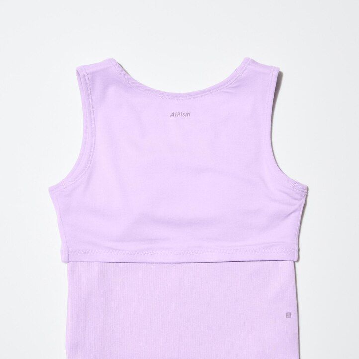Purple Uniqlo Girls Airism Cotton Ribbed Sleeveless Bra Top | UQRCI-9128