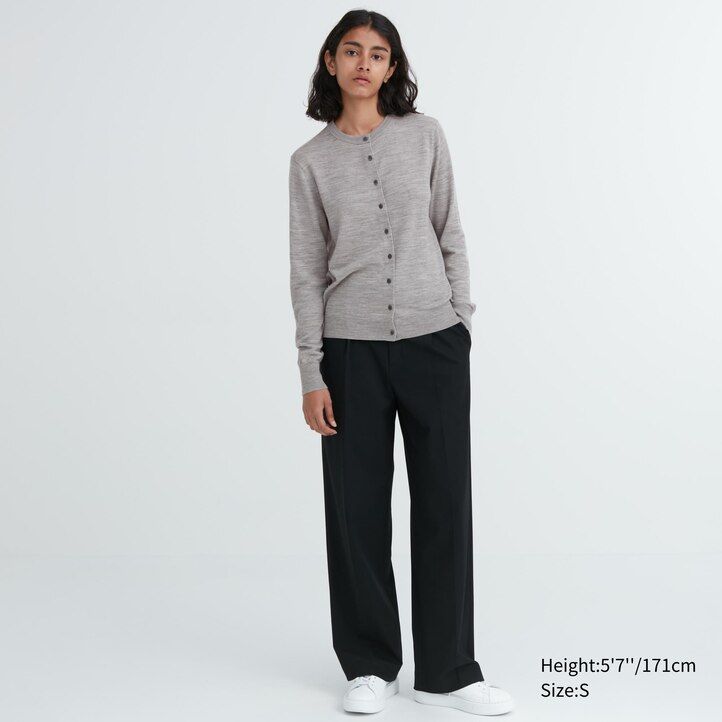 Red Uniqlo 100pct Extra Fine Merino Crew Neck Cardigan | DAFVZ-4789