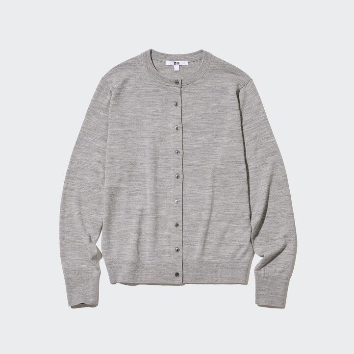 Red Uniqlo 100pct Extra Fine Merino Crew Neck Cardigan | DAFVZ-4789