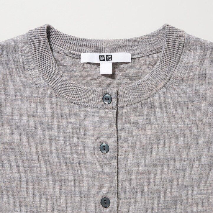Red Uniqlo 100pct Extra Fine Merino Crew Neck Cardigan | DAFVZ-4789