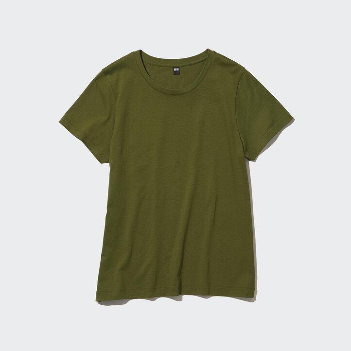 Red Uniqlo 100pct Supima Cotton Crew Neck Short Sleeved T-Shirt | DKERS-9253