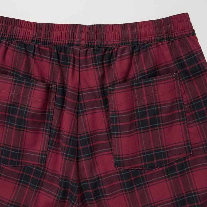 Red Uniqlo Flannel Easy Patterned Ankle Length Trousers | WPLRZ-0674