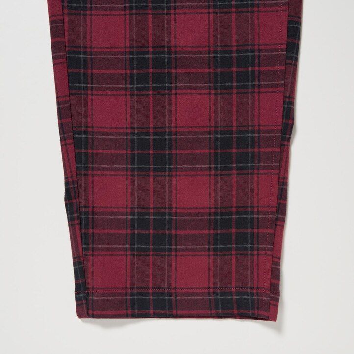 Red Uniqlo Flannel Easy Patterned Ankle Length Trousers | WPLRZ-0674