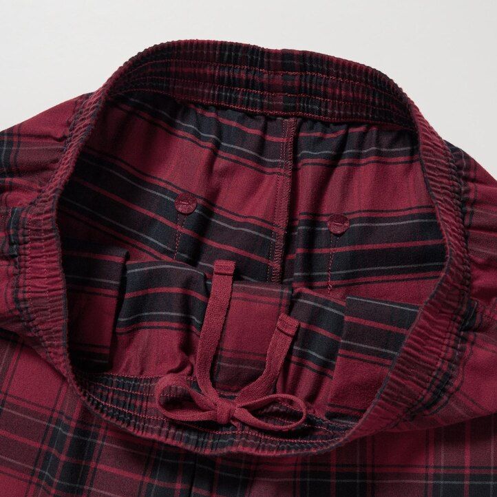 Red Uniqlo Flannel Easy Patterned Ankle Length Trousers | WPLRZ-0674