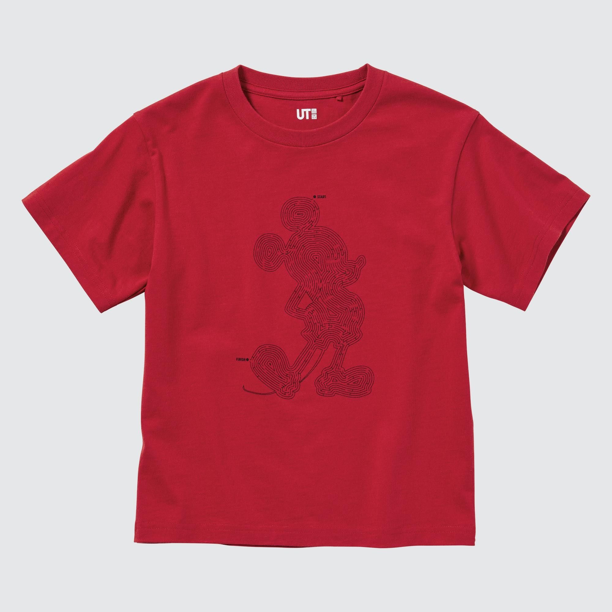 Red Uniqlo Mickey Stands Ut Graphic T-Shirt | VNPUX-0635