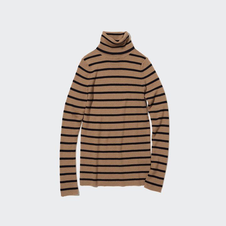 White Uniqlo 100pct Extra Fine Merino Ribbed Turtleneck Jumper | KITWA-6049