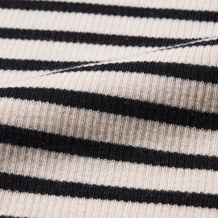 White Uniqlo 100pct Extra Fine Merino Ribbed Striped Turtleneck Jumper | WUFXA-6410