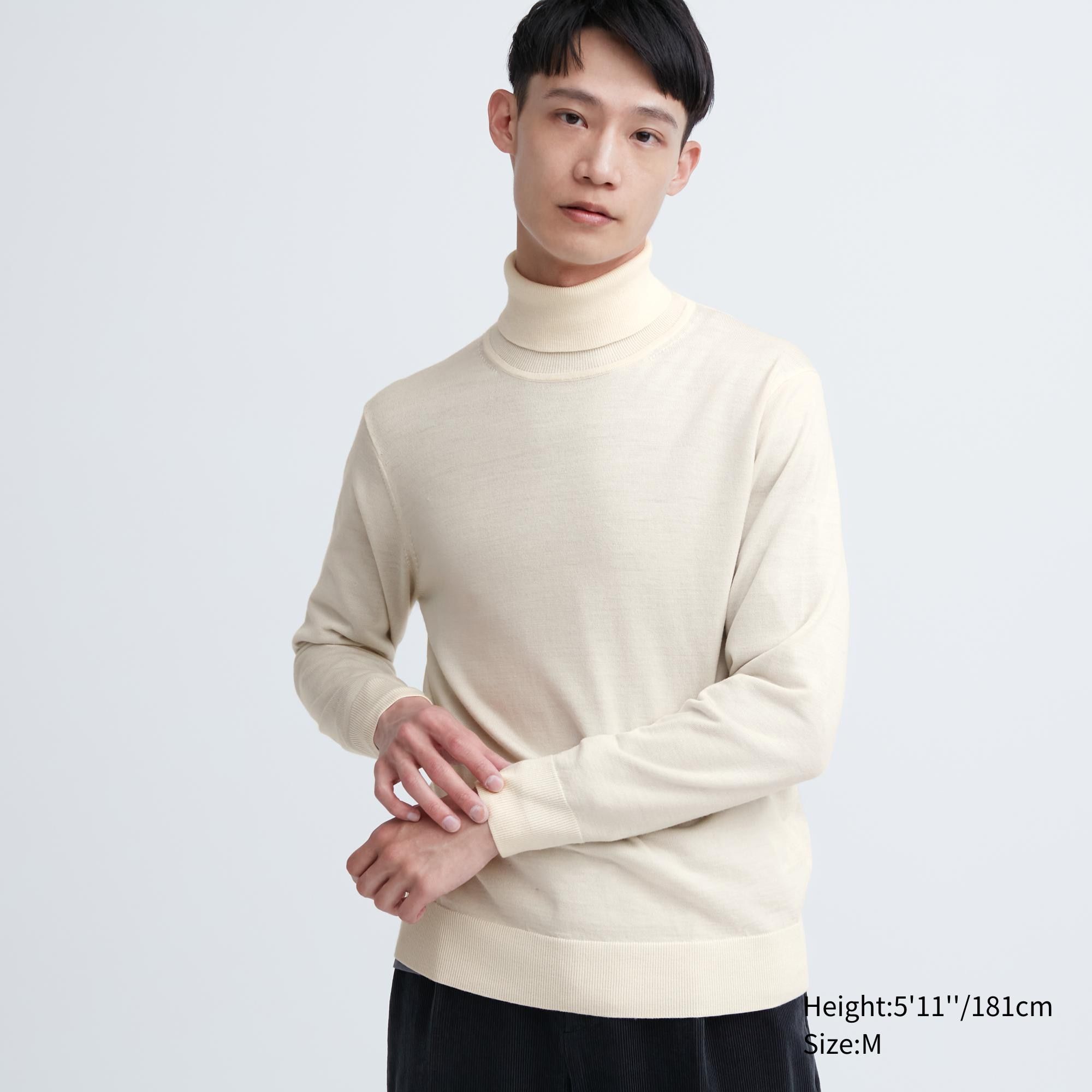 White Uniqlo 100pct Extra Fine Merino Turtleneck Jumper | STFKQ-0841